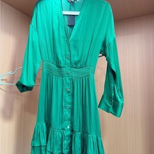 Maje Vibrant Green Long Sleeve Dress